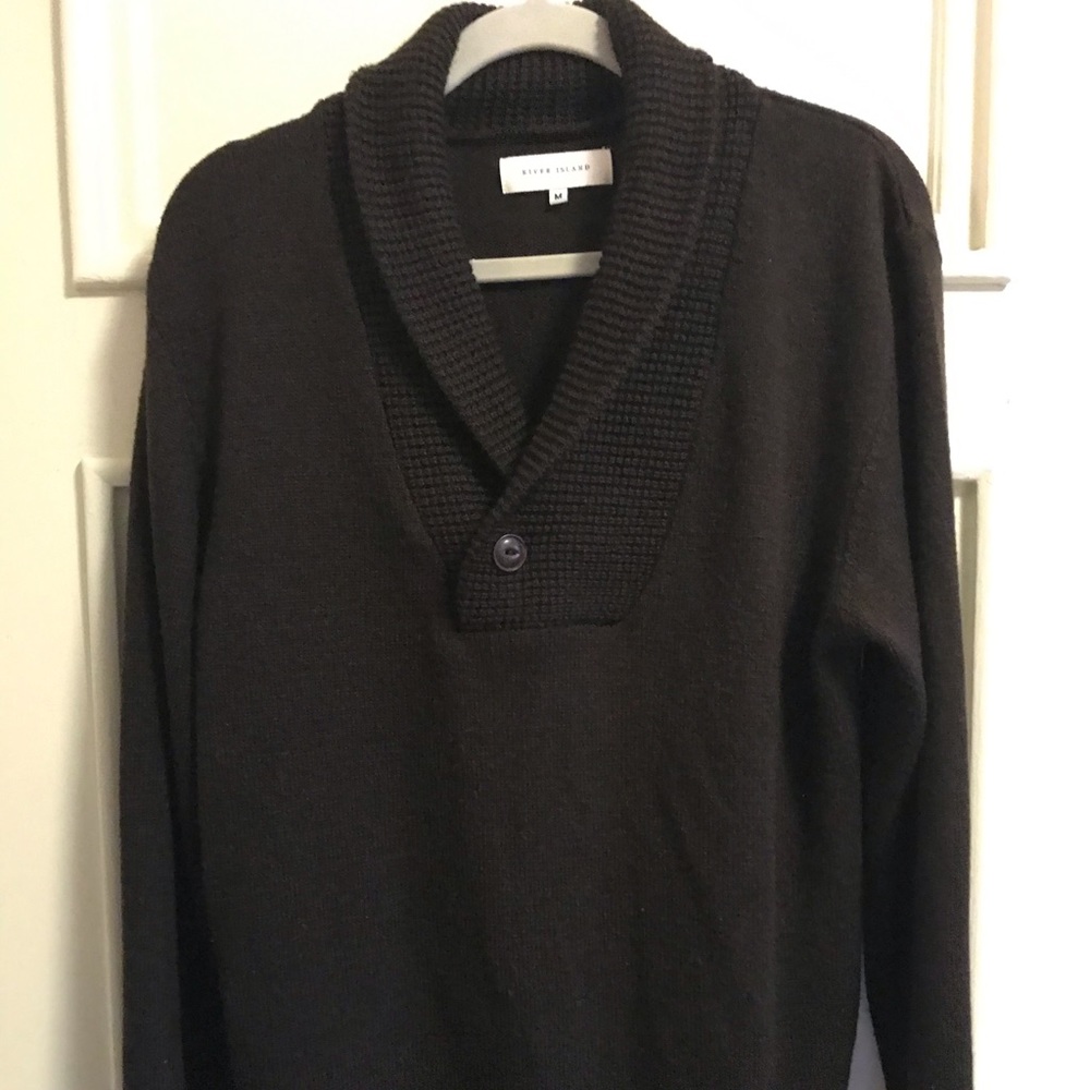 Men’s medium brown shawl collar sweater